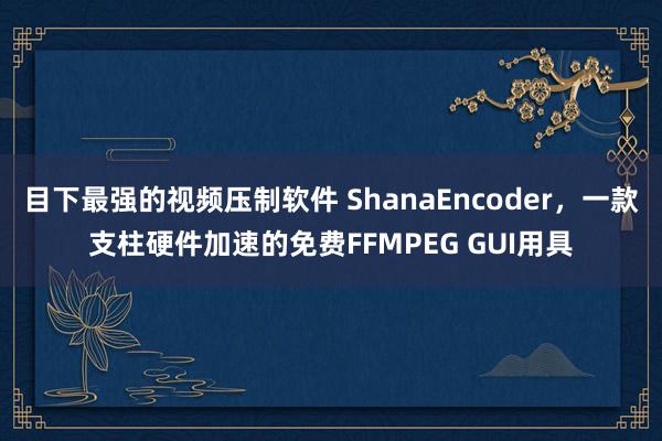 目下最强的视频压制软件 ShanaEncoder，一款支柱硬件加速的免费FFMPEG GUI用具