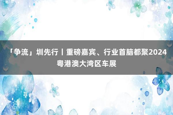 「争流」圳先行丨重磅嘉宾、行业首脑都聚2024粤港澳大湾区车展