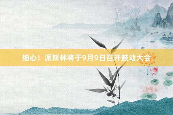 细心！派斯林将于9月9日召开鼓动大会