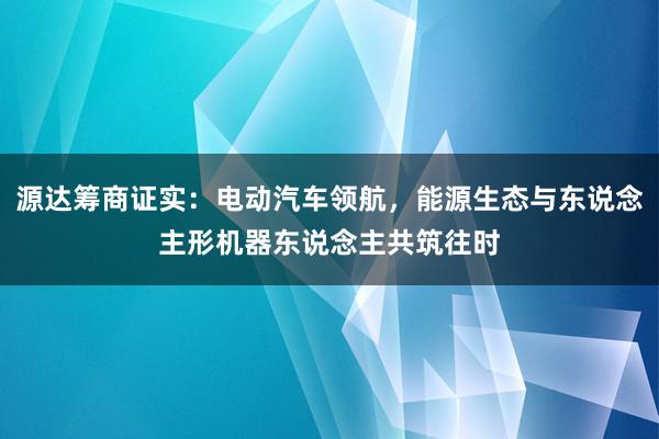 源达筹商证实：电动汽车领航，能源生态与东说念主形机器东说念主共筑往时