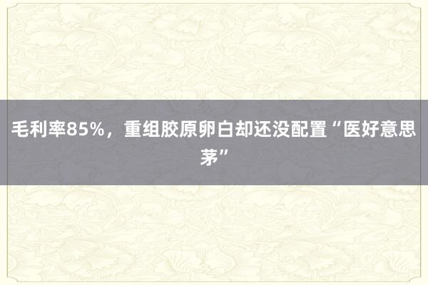 毛利率85%，重组胶原卵白却还没配置“医好意思茅”