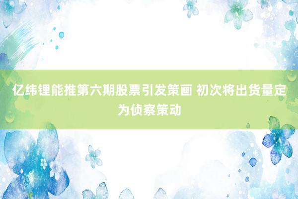 亿纬锂能推第六期股票引发策画 初次将出货量定为侦察策动