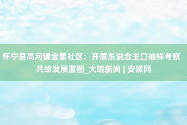 怀宁县高河镇金星社区：开展东说念主口抽样考察  共绘发展蓝图_大皖新闻 | 安徽网