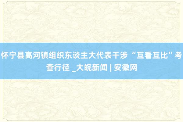 怀宁县高河镇组织东谈主大代表干涉 “互看互比”考查行径 _大皖新闻 | 安徽网